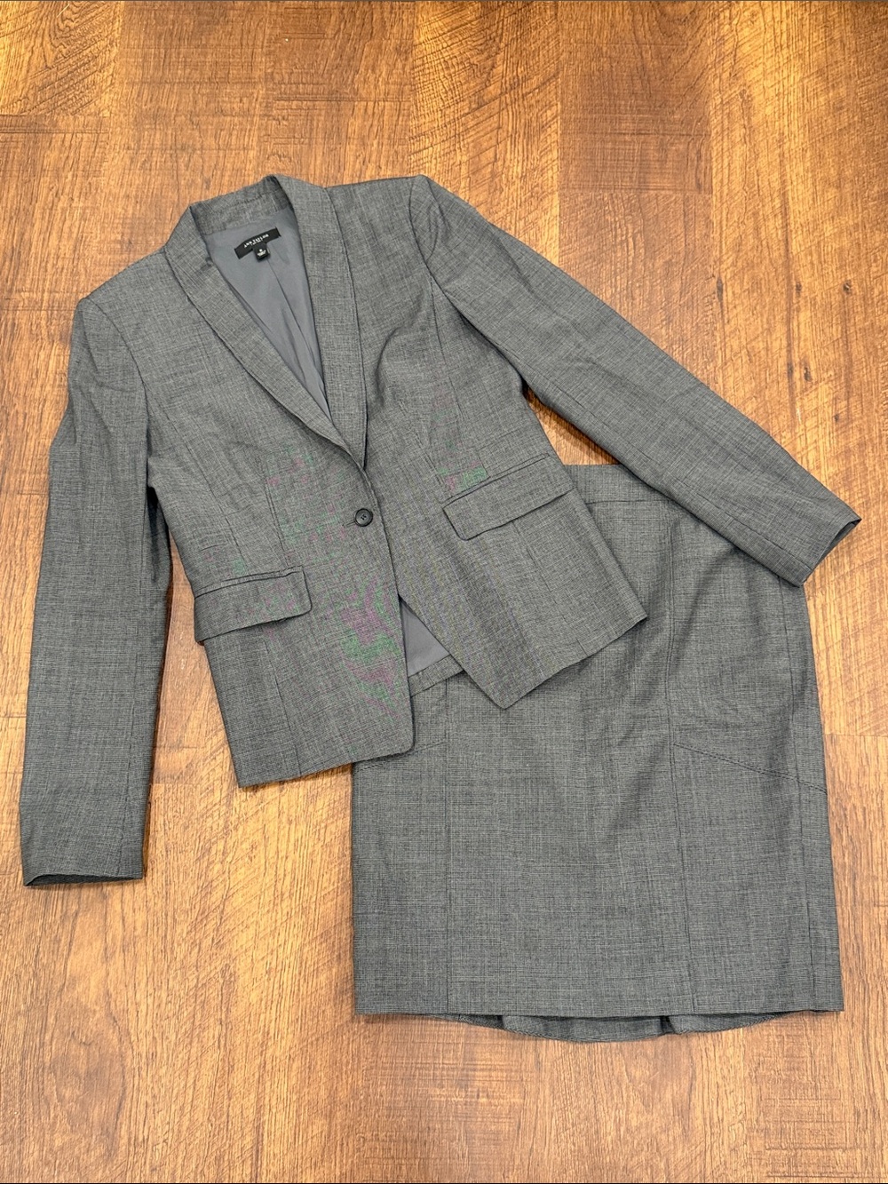 Ann Taylor Gray Women's Two-Piece Skirt Suit Blazer & Pencil Skirt